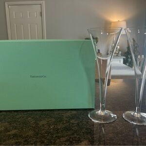 Tiffany & Co. Champagne Flutes with Signature Box